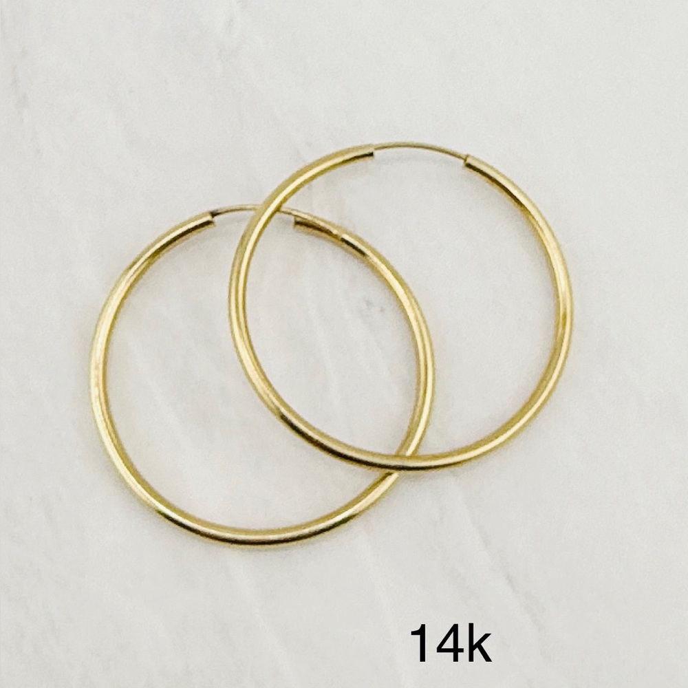 Real 14k Gold Earrings Hoop 1.5"